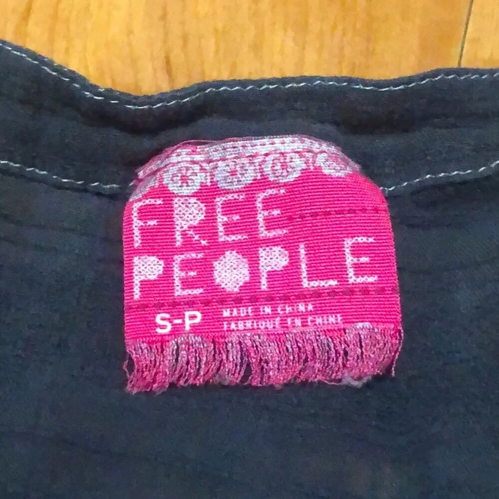 Vintage Free People Black and Gray Tank Top Size Small
